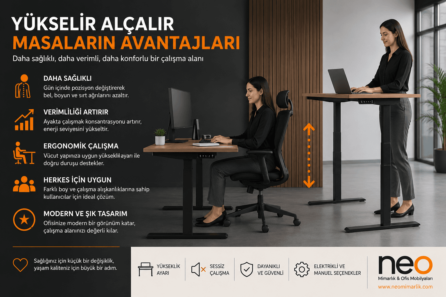 Yükselir Alçalır Masaların Avantajları