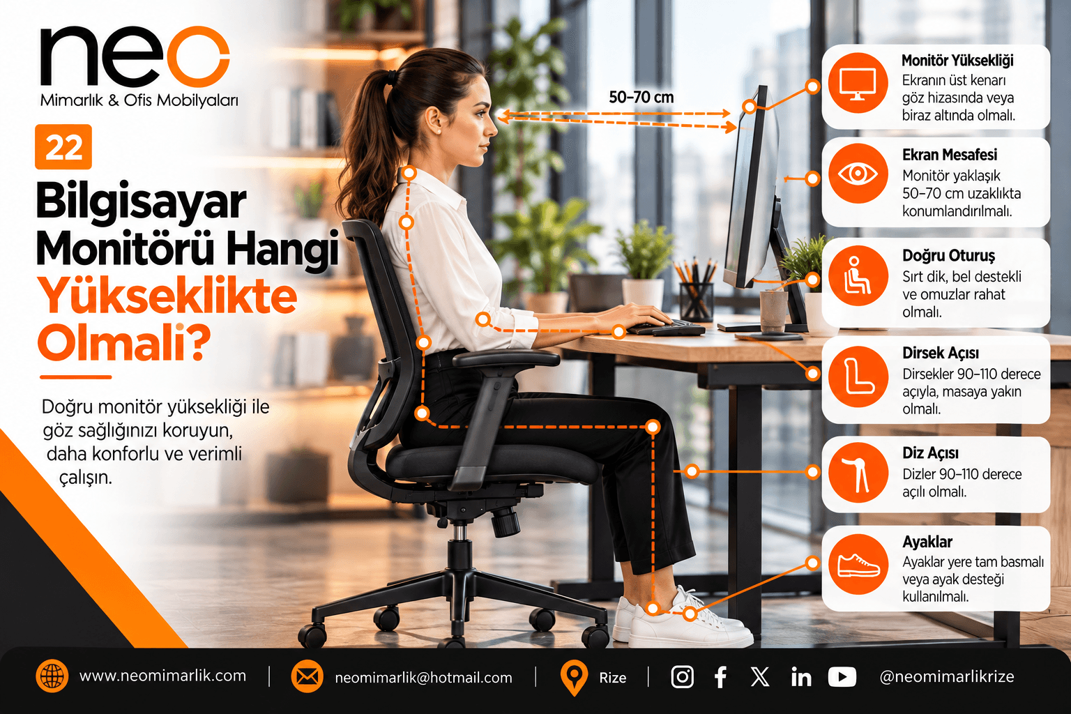 Bilgisayar Monitörü Hangi Yükseklikte Olmalı?