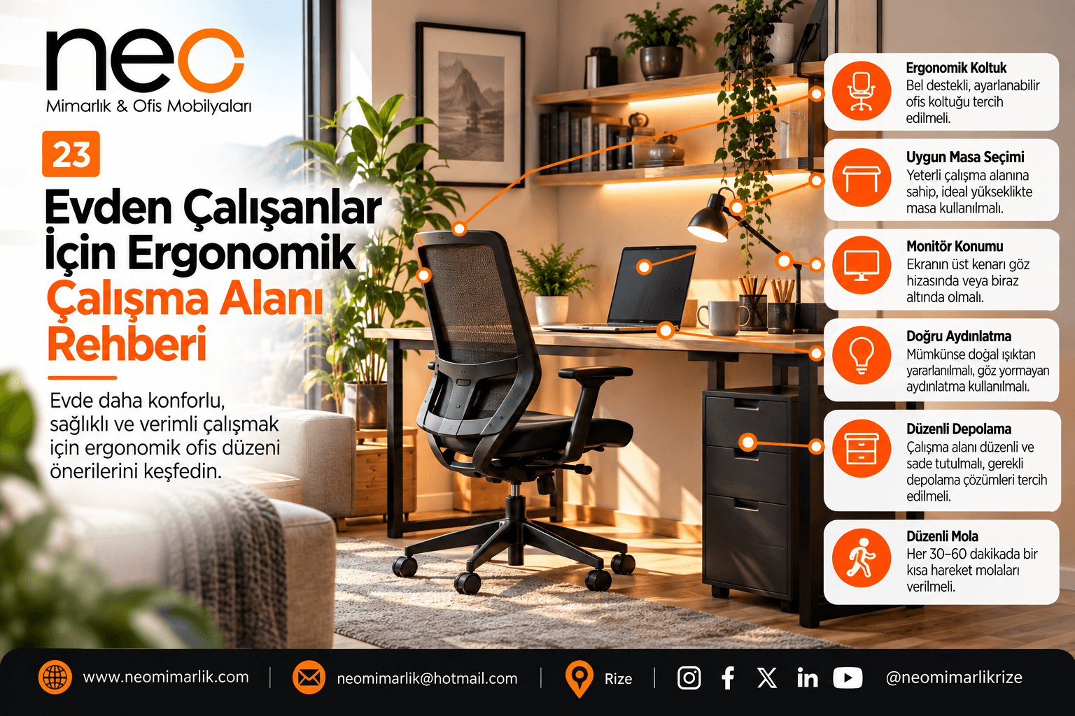Evden Çalışanlar İçin Ergonomik Çalışma Alanı Rehberi
