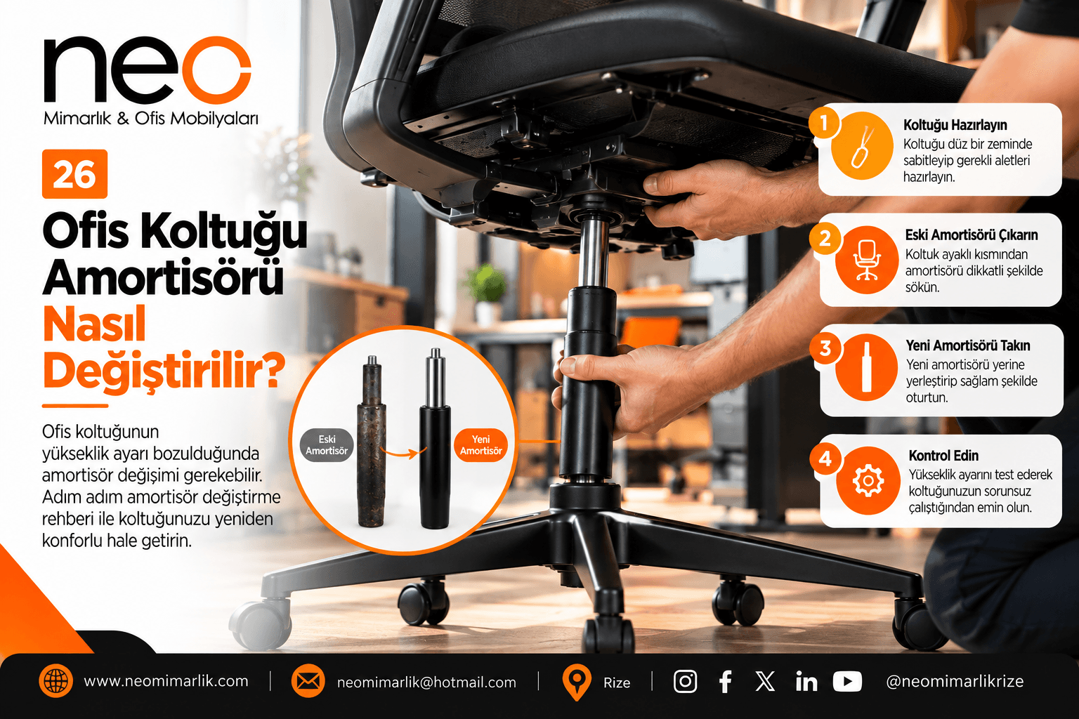 Ofis Koltuğu Amortisörü Nasıl Değiştirilir?