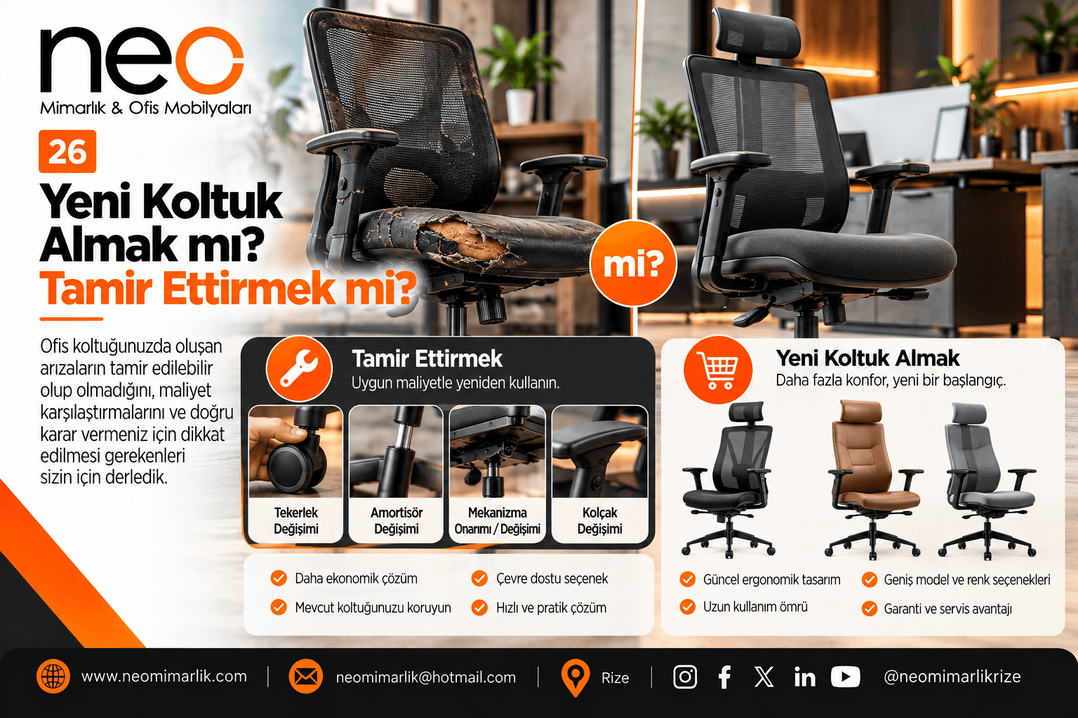 Yeni Ofis Koltuğu Almak mı, Tamir Ettirmek mi? Hangisi Daha Avantajlı?